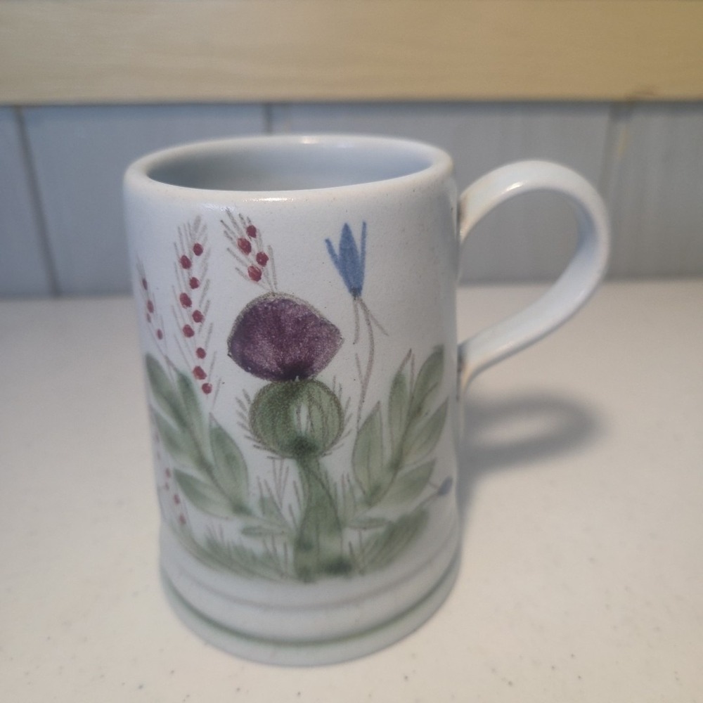 Buchan Thistleware Floral Stoneware Coffee Mug Scotland  Outlander Pottery Art